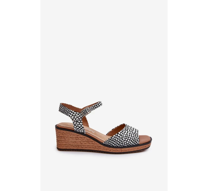 Dámské sandály Na Klinu Sergio Leone SK303 Černobílé