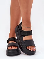 Dámské sandály na platformě se suchým zipem černé Nitepira