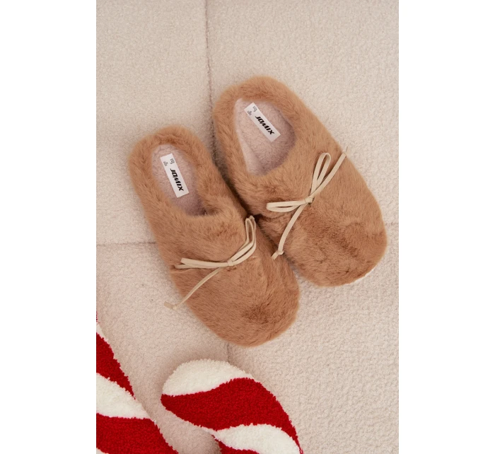 Kožešinové pantofle s mašlí Camel Minella