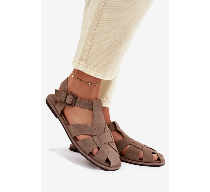 Dámské sandály Ploché z Semiše Big Star Béžové model 22064175 - Big Star Shoes Dámské sandály Ploché z Semiše Big Star Béžové model 22064175 - Big Star Shoes