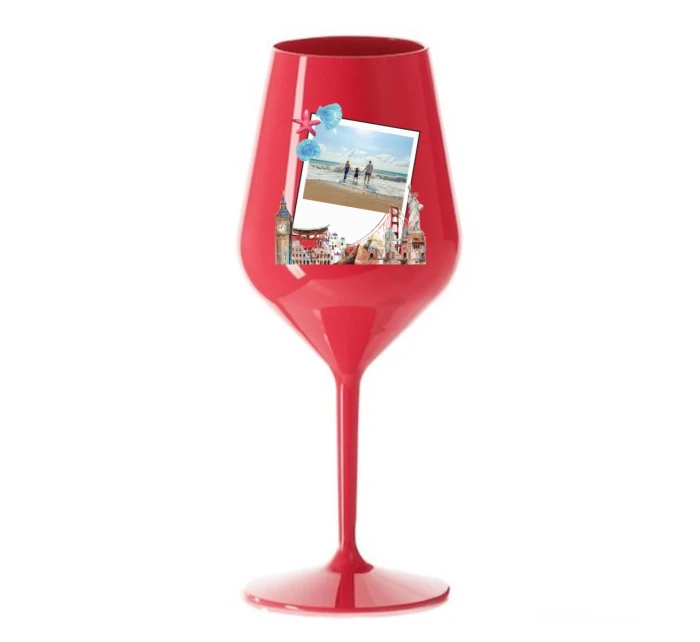 Personalizovaná nerozbitná sklenice s polaroidem z dovolené