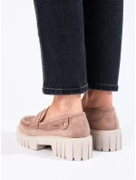 Jedinečné hnědé  mokasíny dámské bez podpatku