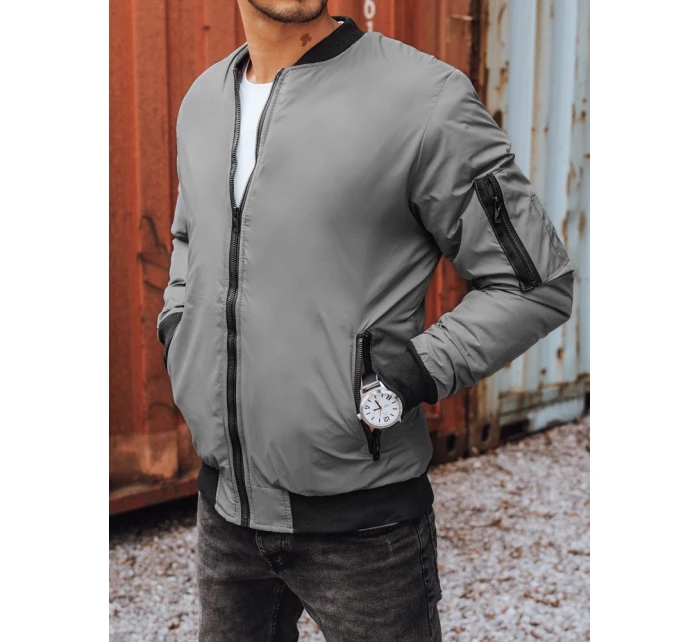 Pánská bunda bomber grafitová FashionStreet TX3824 Pánská bunda bomber grafitová FashionStreet TX3824