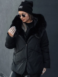 LUNAVI dámská zimní bunda prošívaná s kožešinou černá Dstreet TY4667