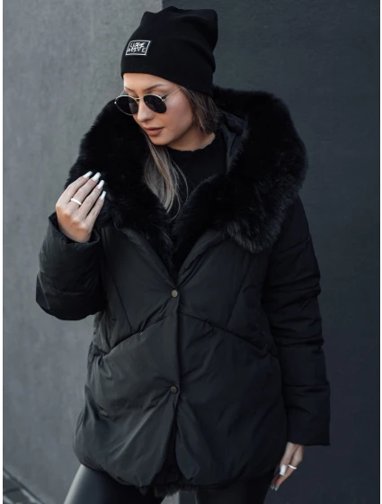 LUNAVI dámská zimní bunda prošívaná s kožešinou černá FashionStreet TY4667