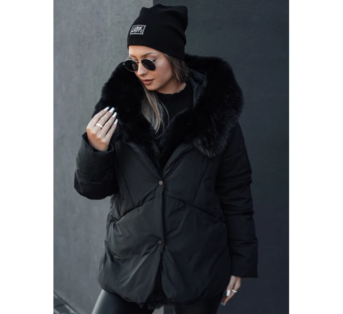 LUNAVI dámská zimní bunda prošívaná s kožešinou černá FashionStreet TY4667