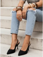 Dámské semišové jehlové boty s otevřeným podpatkem černé FashionStreet ZY1384 Dámské semišové jehlové boty s otevřeným podpatkem černé FashionStreet ZY1384