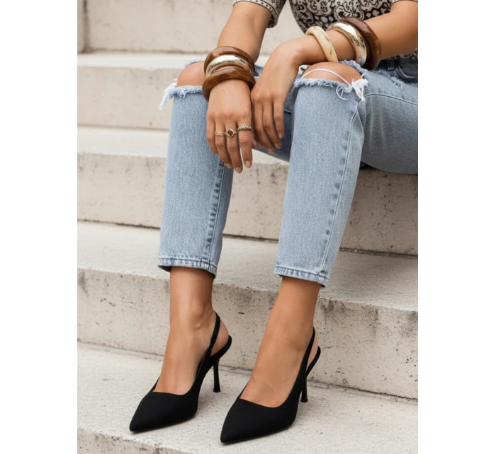 Dámské semišové jehlové boty s otevřeným podpatkem černé FashionStreet ZY1384 Dámské semišové jehlové boty s otevřeným podpatkem černé FashionStreet ZY1384