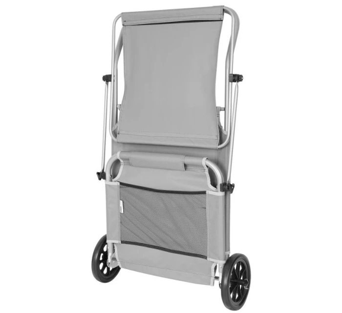 Skládací plážové lehátko se stříškou na kolečkách 116x62x62-90CM šedé Skládací plážové lehátko se stříškou na kolečkách 116x62x62-90CM šedé