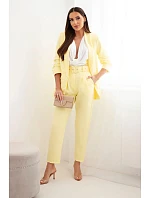Elegantní komplet saka s kalhotami žlutý