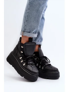 Zazoo 3416 Kožené dámské sportovní boty černé