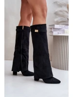 Kozačky Na Podpatku S  Zateplené Černé model 21677665 - Boto