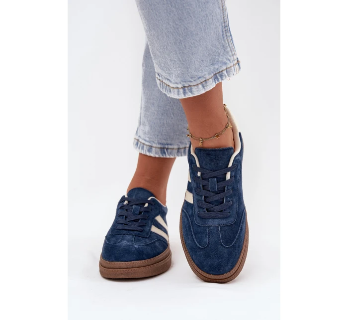 Dámské semišové tenisky na platformě tmavě modré Sylviona