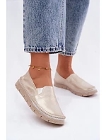 Dámské polobotky nazouvací kožené zlaté model 22122600 - Maciejka