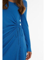 Monnari Šaty Modré žebrované úpletové šaty Modré