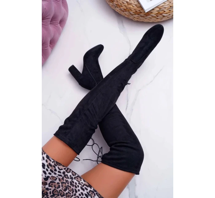 Dámské semišové kozačky na vysokém podpatku Černá Xamarin Dámské semišové kozačky na vysokém podpatku Černá Xamarin