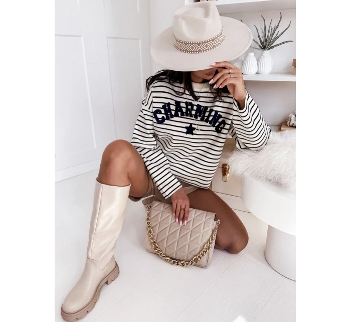 Dámský pruhovaný svetr AURORA navy blue Dstreet model 21970879 - FashionStreet Dámský pruhovaný svetr AURORA navy blue Dstreet model 21970879 - FashionStreet