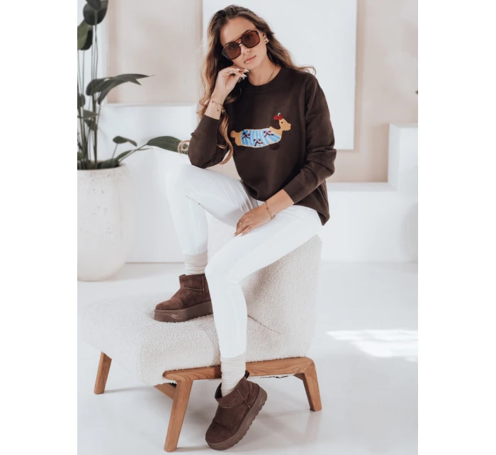Dámský svetr CHICPAWS s aplikací hnědého psa FashionStreet MY2544