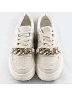 Béžové dámské sportovní boty s řetízkem (B-545)