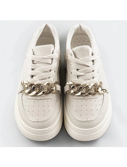 Béžové dámské sportovní boty s řetízkem model 17287328 - Mix Feel Béžové dámské sportovní boty s řetízkem model 17287328 - Mix Feel