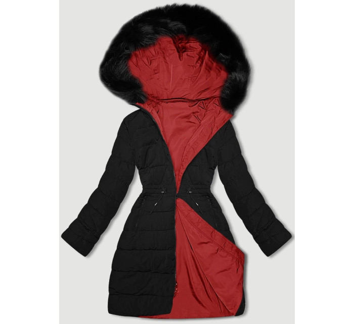 Červeno-černá oboustranná dámská bunda J Style pro přechodné období (16M9159-275)