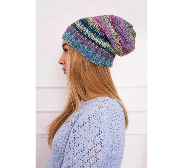 Fleecová čepice Krystyna K207 fuchsiová+modrá