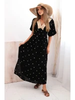 Dámské viskózové šaty se zavazováním na zádech černý