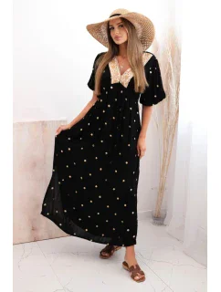 Dámské viskózové šaty se zavazováním na zádech černý