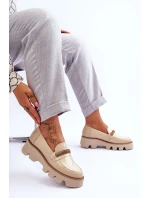 Módní mokasíny na platformě s ozdobou model 21615133 béžová - Laura Messi