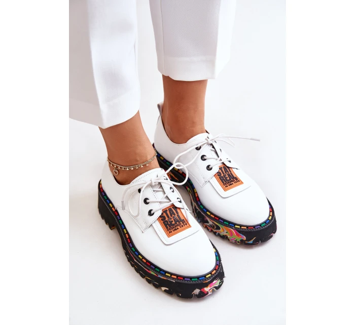 Dámské Kožené Polobotky Šněrovací Artiker Bílé 55C0500