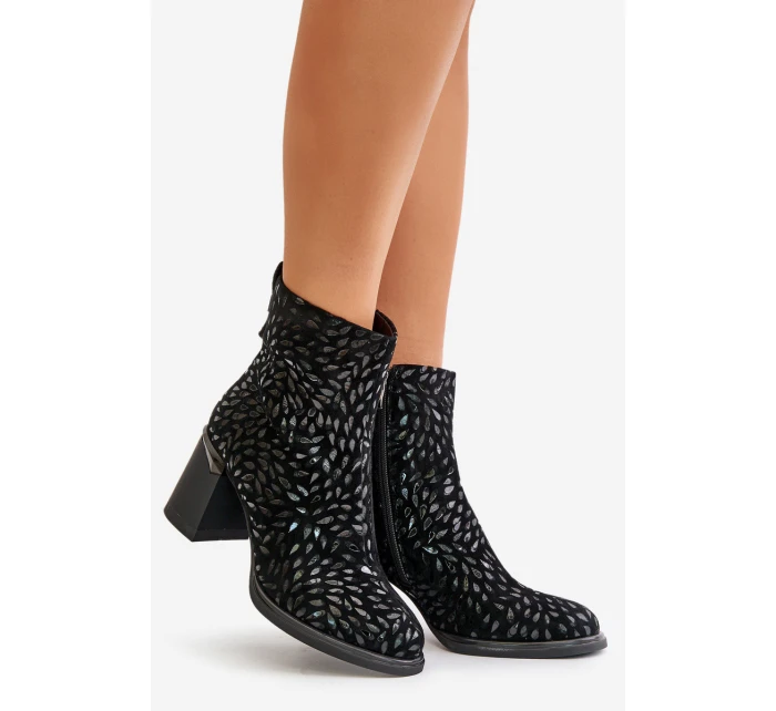 Dámské Boty Zateplené Na Podpatku Černé D&A MR880-085 Dámské Boty Zateplené Na Podpatku Černé D&A MR880-085