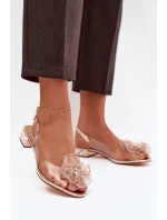 Průhledné sandály na nízkém podpatku s krystaly a ozdobou D&A MR52-230 růžové zlato Průhledné sandály na nízkém podpatku s krystaly a ozdobou D&A MR52-230 růžové zlato