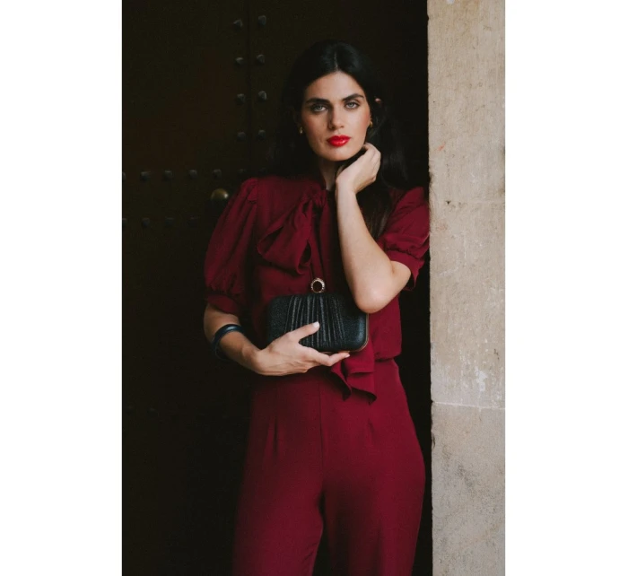 S421 Kombinéza s mašlí na zavazování - bordó