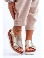 kožené sandály na klínu Zlaté Morgan