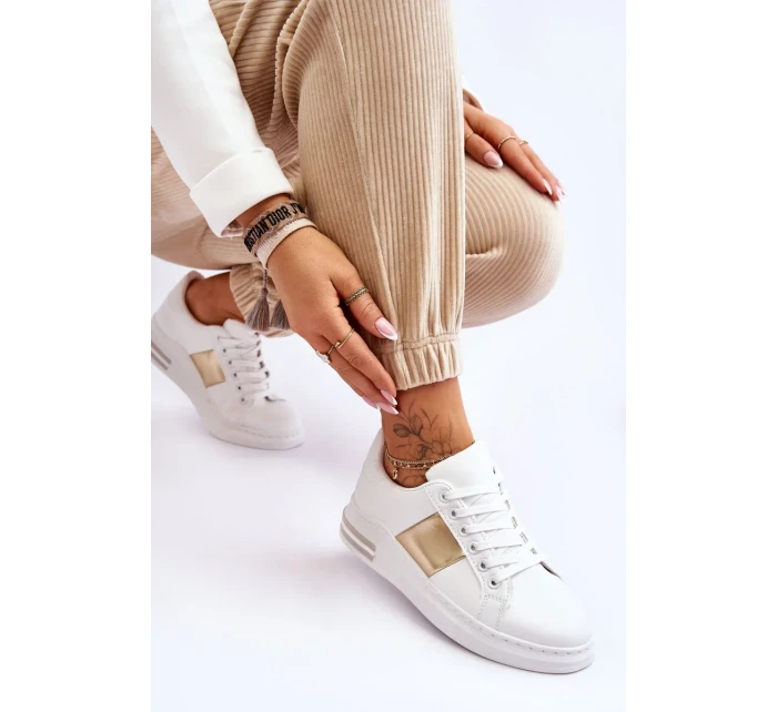 Klasické sportovní boty bílé a zlaté Follow Me Klasické sportovní boty bílé a zlaté Follow Me