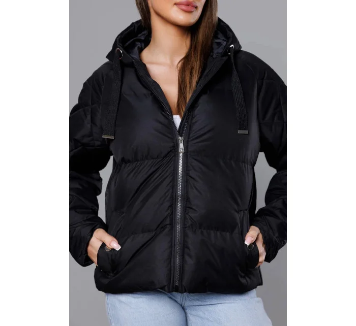 Černá bunda pro přechodné období s prošívanými rukávy (5M3113-392) Černá bunda pro přechodné období s prošívanými rukávy (5M3113-392)