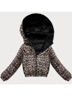 Černá oboustranná dámská krátká bunda s panteřím vzorem Minority (M6-6001-1)