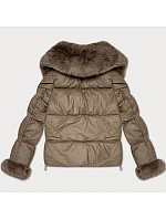Dámská péřová bunda s kožešinovým límcem S'West beige (B8527-12)