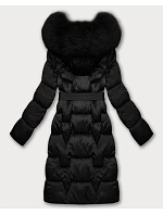 Černá dámská zimní bunda s páskem model 21439638 - S'WEST Černá dámská zimní bunda s páskem model 21439638 - S'WEST
