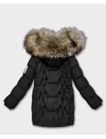 Černá dámská zimní bunda s kapucí model 21794515 - HAPPY HOUSE Černá dámská zimní bunda s kapucí model 21794515 - HAPPY HOUSE