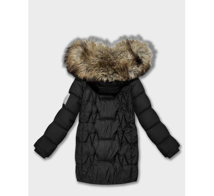 Černá dámská zimní bunda s kapucí model 21794515 - HAPPY HOUSE Černá dámská zimní bunda s kapucí model 21794515 - HAPPY HOUSE