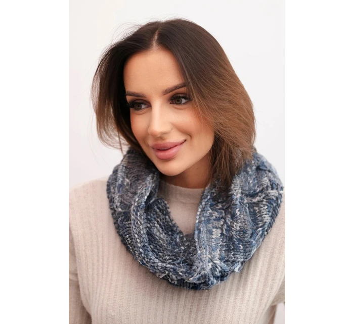 Komin dámský vlněný měkký melírovaný zimní šátek KN25 šedý+jeansový Komin dámský vlněný měkký melírovaný zimní šátek KN25 šedý+jeansový