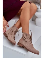 Šněrovací Boty S Děrovaným Vzorem S.Barski HY51-136 Béžové