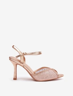 Dámské sandály na jehlovém podpatku se zdobením Peloria – šampaňské