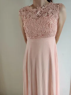 Dámské šaty dlouhé Lenka korálově růžové - EVA&LOLA