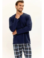 Pánské pyžamo Darren 3294 Tmavě modrá / světle modrá vzor - Taro