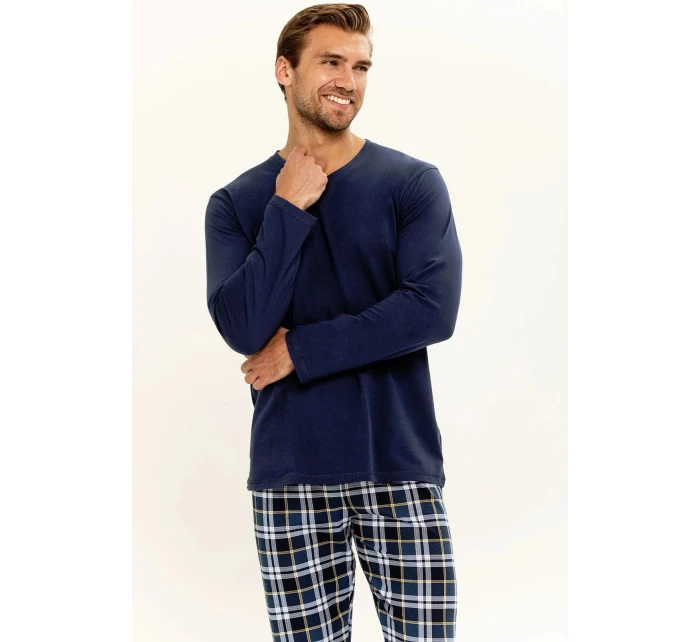 Pánské pyžamo Darren 3294 Tmavě modrá / světle modrá vzor - Taro