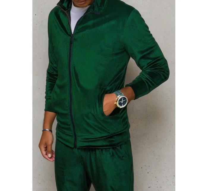 Pánská zelená velurová mikina FashionStreet BX5536