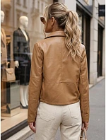 Dámská kožená bunda ve stylu Ramones v béžové barvě FashionStreet TY5714 Dámská kožená bunda ve stylu Ramones v béžové barvě FashionStreet TY5714
