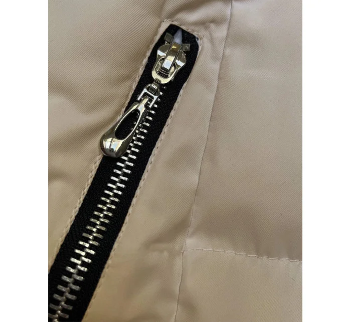 Světle béžová delší dámská zimní bunda model 21246127 - J.STYLE